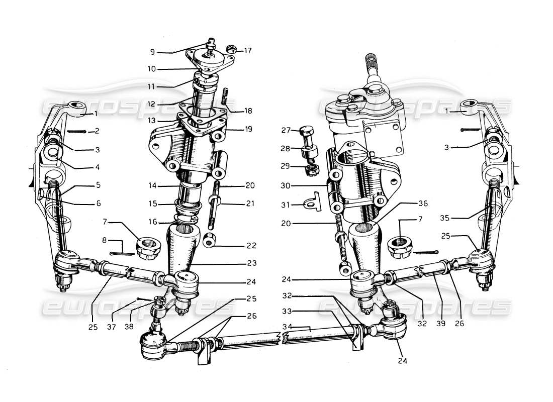 ferrari 275 gtb/gts 2 cam direction et arbre schéma des pièces