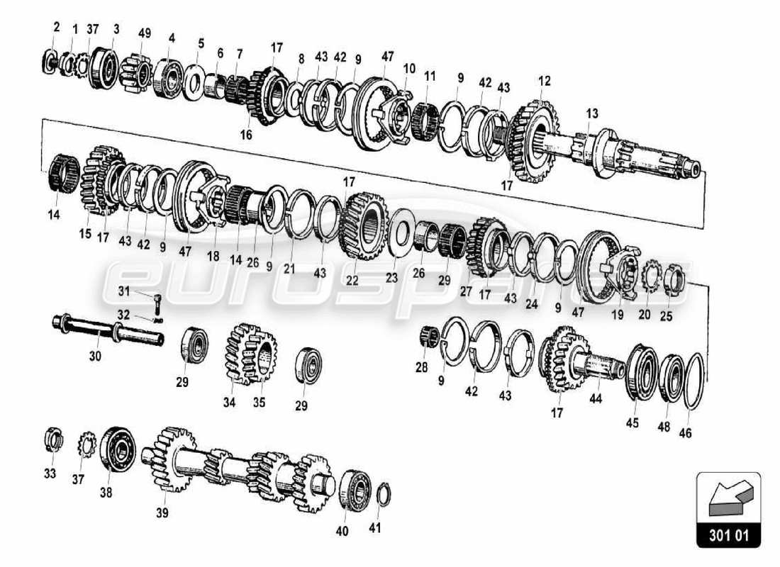 lamborghini miura p400s assemblage de l'arbre schéma des pièces