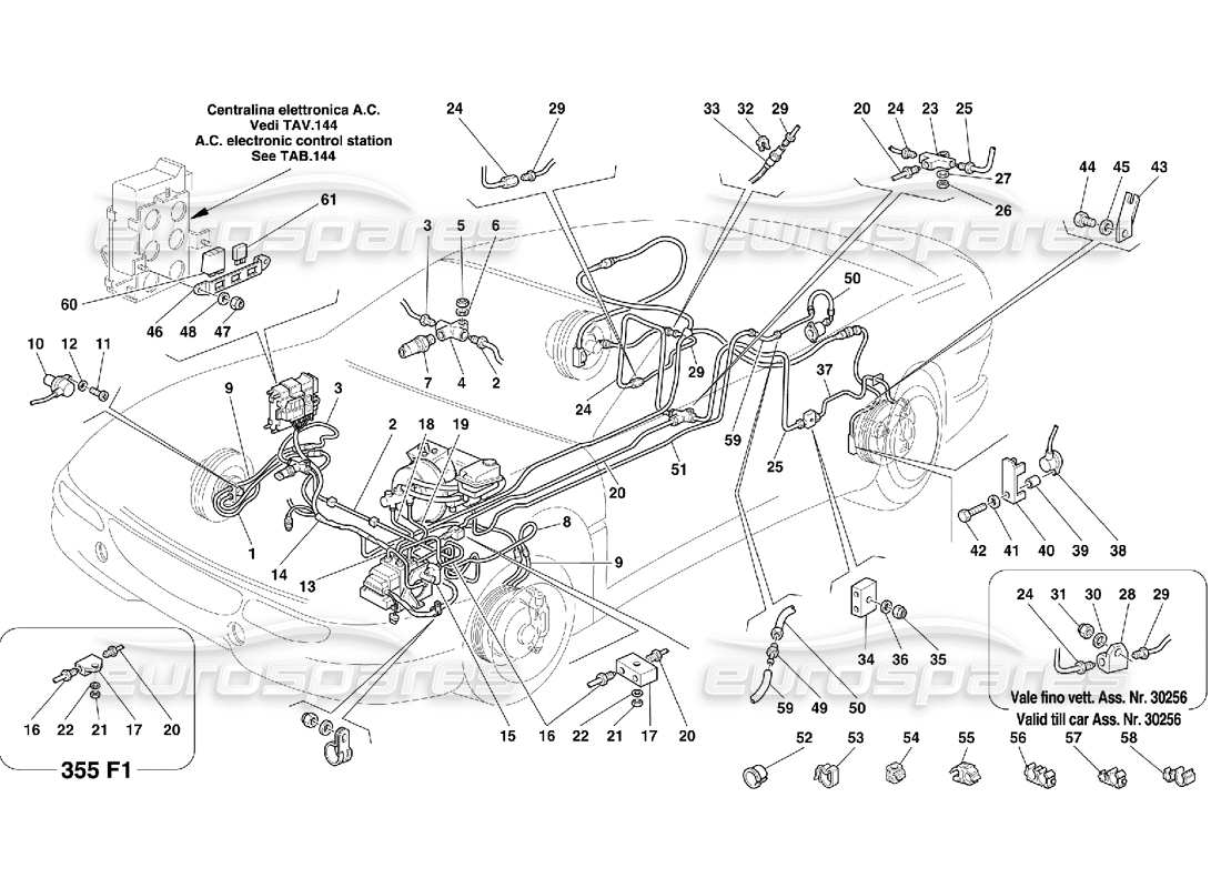 ferrari 355 (5.2 motronic) schéma des pièces du système de freinage abs bosch