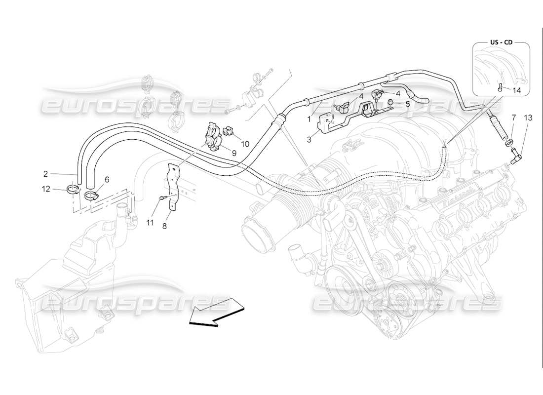 maserati qtp. (2006) 4.2 f1 système de recirculation des vapeurs d'huile schéma des pièces