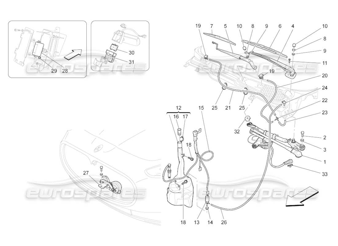maserati grancabrio (2011) 4.7 schéma des pièces des dispositifs externes du véhicule