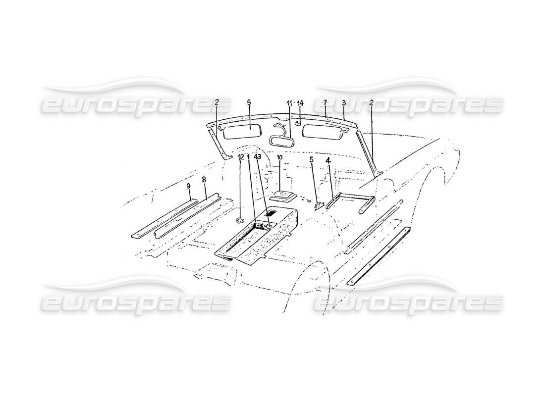 ferrari 275 (pininfarina coachwork) diagramme des pièces du gruppo ebanisteria