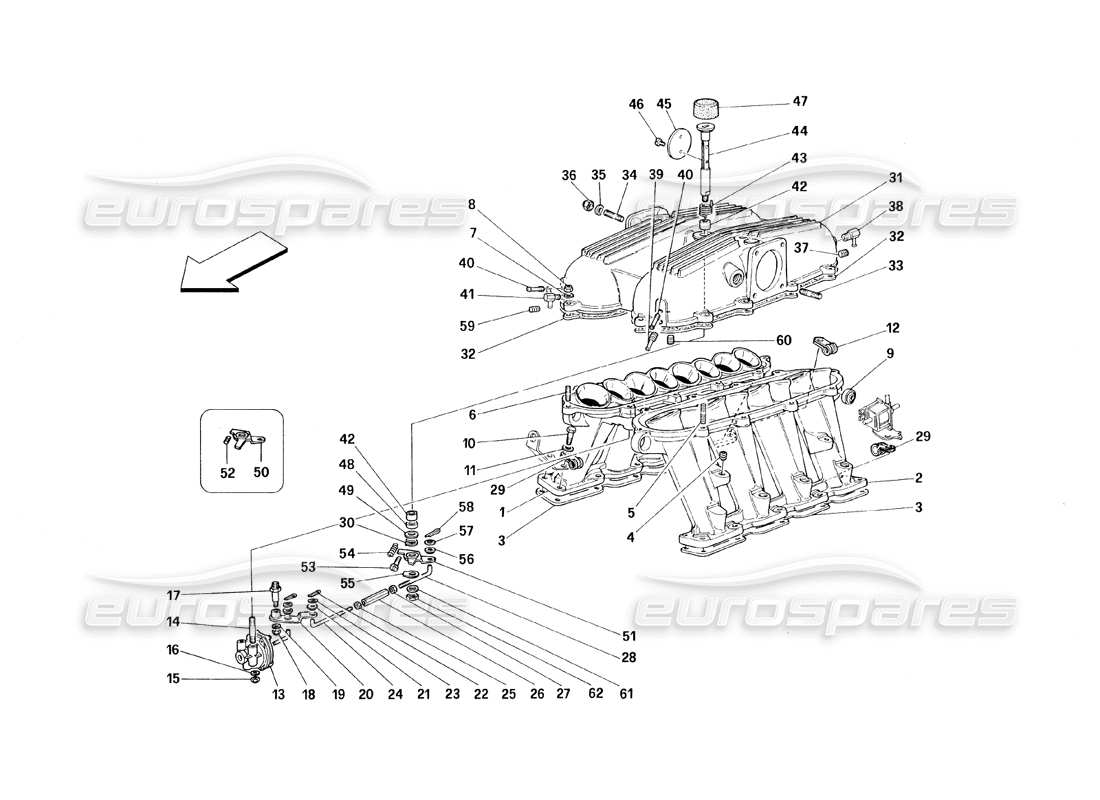 ferrari 348 (1993) tb / ts diagramme des pièces des collecteurs et des couvercles