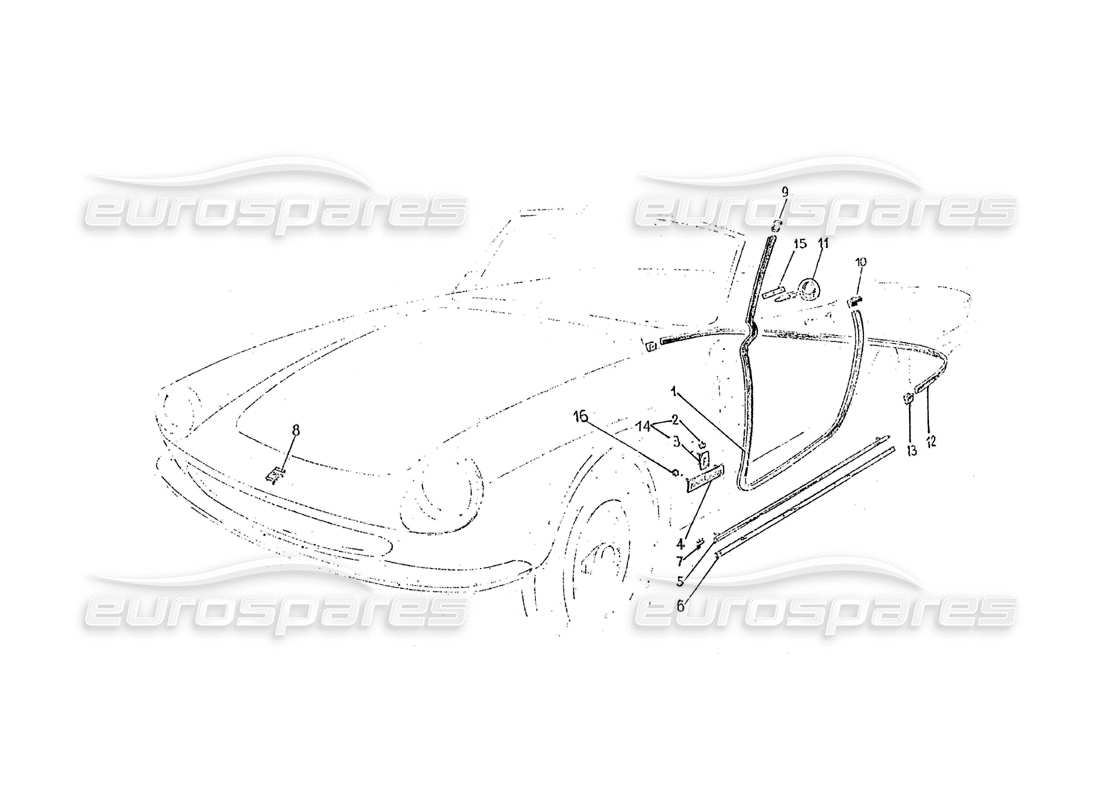 ferrari 275 (pininfarina coachwork) diagramme des pièces du gruppo guernizioni esterne