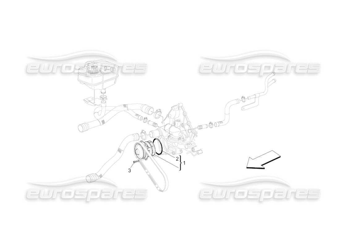 maserati grancabrio (2010) 4.7 système de refroidissement : diagramme de pièces de la pompe à eau