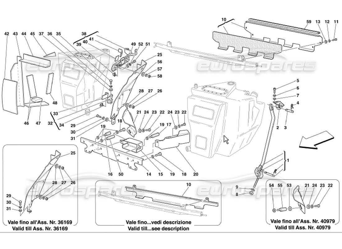 ferrari 360 modena schéma des pièces de fixation et de protection des réservoirs de carburant