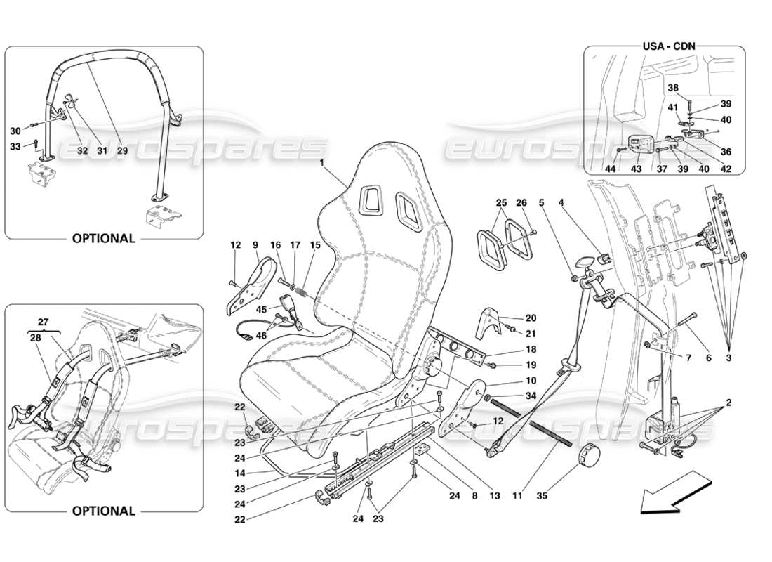 ferrari 360 challenge stradale ceintures de sécurité-ceintures de sécurité-arceau de sécurité de course schéma des pièces