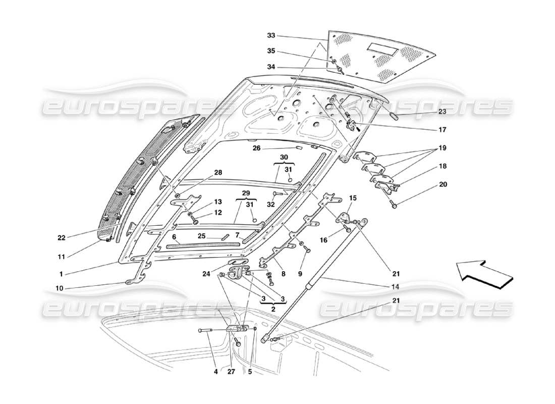 ferrari 360 challenge stradale capot moteur schéma des pièces