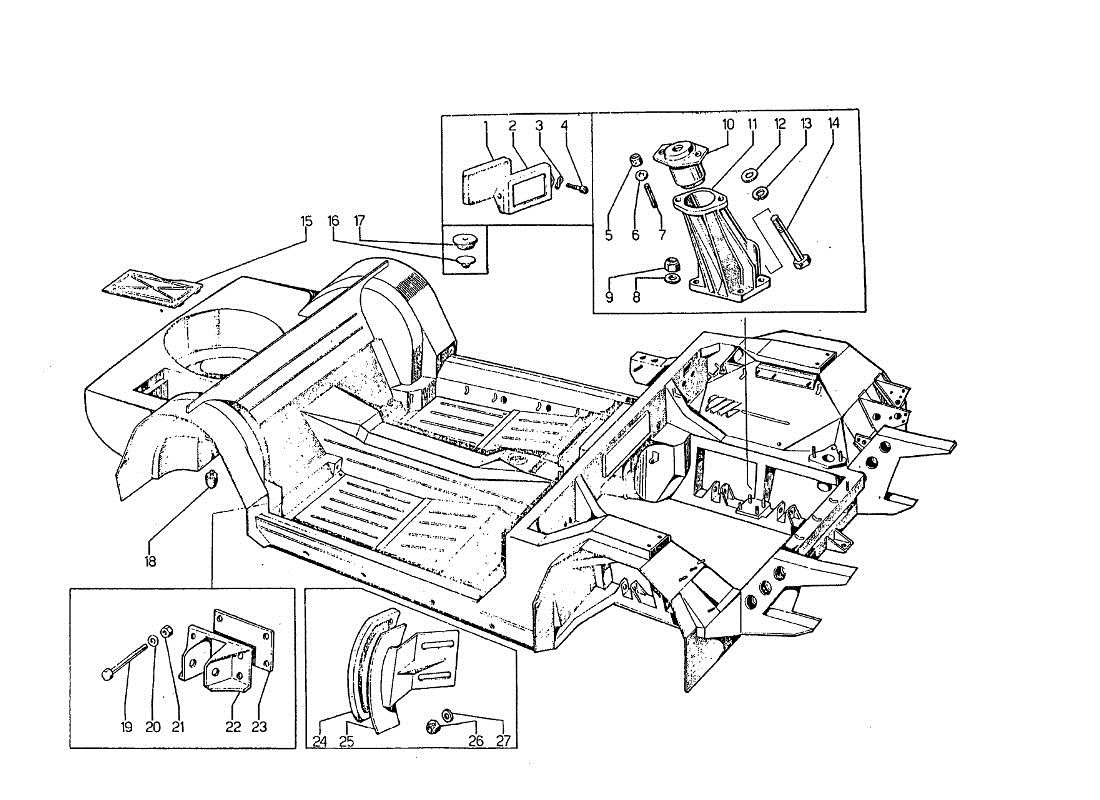 lamborghini jarama strattura telaio schéma des pièces