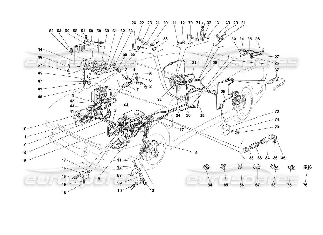 ferrari 355 (2.7 motronic) système de freinage schéma des pièces