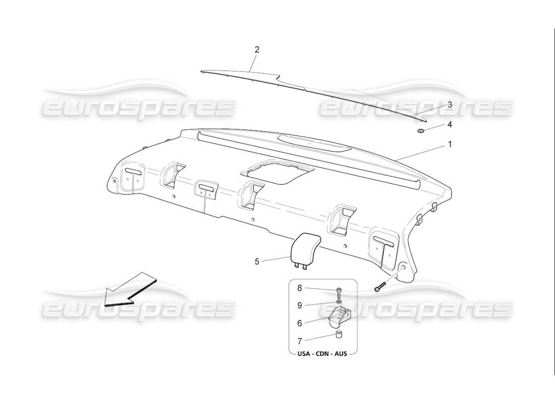 maserati qtp. (2007) 4.2 f1 tablette arrière pour colis schéma des pièces