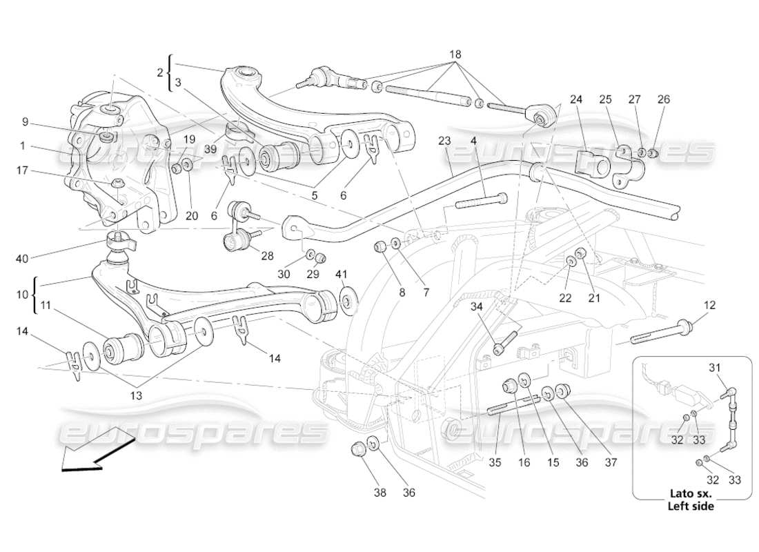 maserati grancabrio (2010) 4.7 suspension arrière schéma des pièces