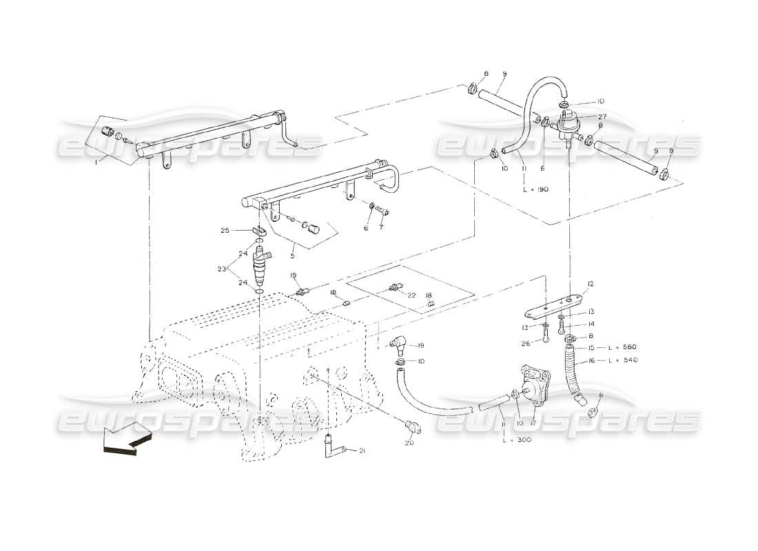 maserati shamal système d'injection - tuyauterie schéma des pièces