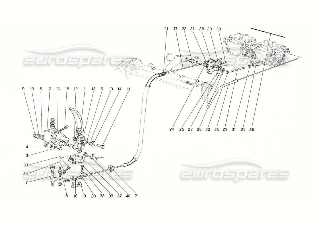 ferrari 308 gt4 dino (1976) commande des gaz (2 distributeurs) schéma des pièces