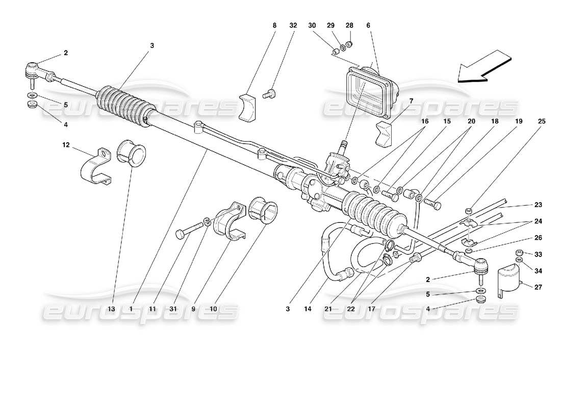 ferrari 355 (2.7 motronic) boîtier de direction hydraulique schéma des pièces