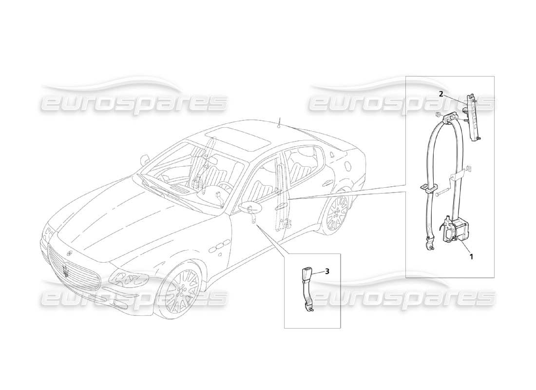 maserati qtp. (2003) 4.2 schéma des pièces des ceintures de sécurité avant