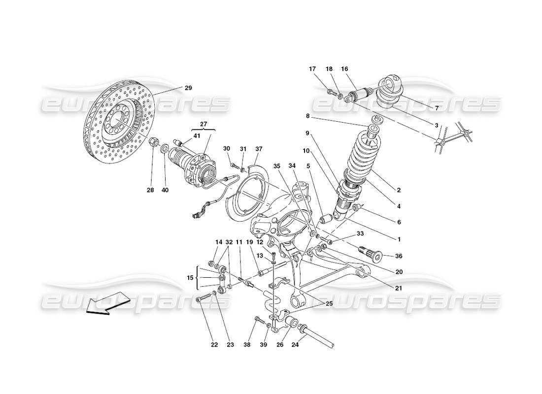 ferrari 430 challenge (2006) suspension avant - amortisseur et disque de frein schéma des pièces