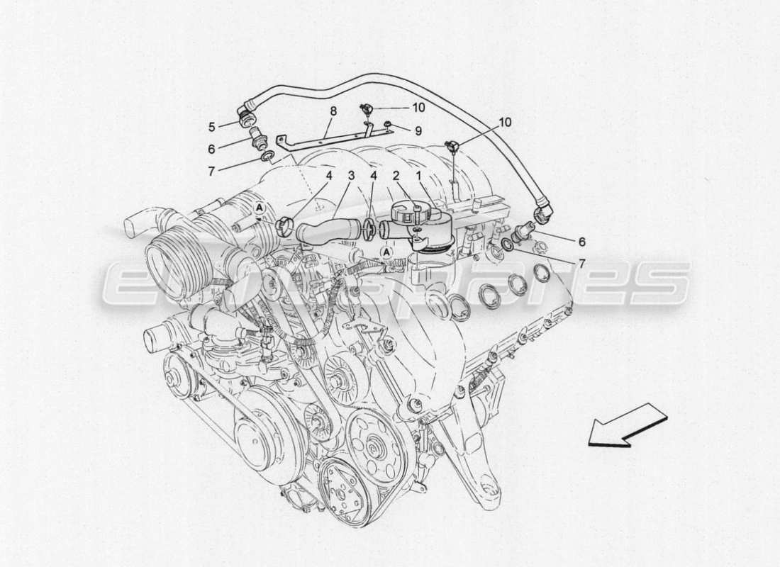 maserati granturismo special edition schéma des pièces du système de recirculation des vapeurs d'huile