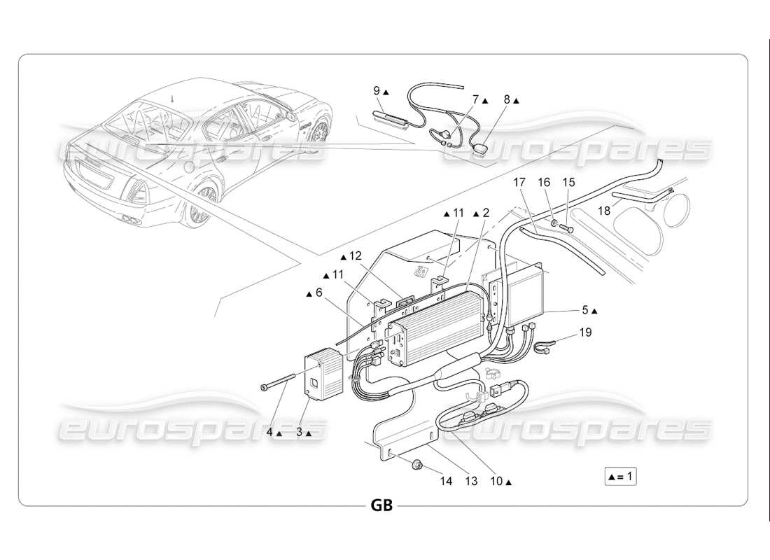 maserati qtp. (2006) 4.2 f1 schéma des pièces du système d'alarme et d'immobilisation