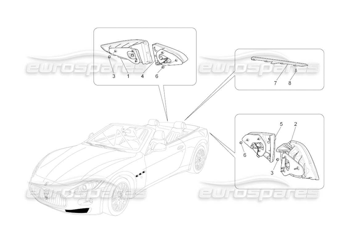 maserati grancabrio (2010) 4.7 diagramme des pièces des groupes de feux arrière