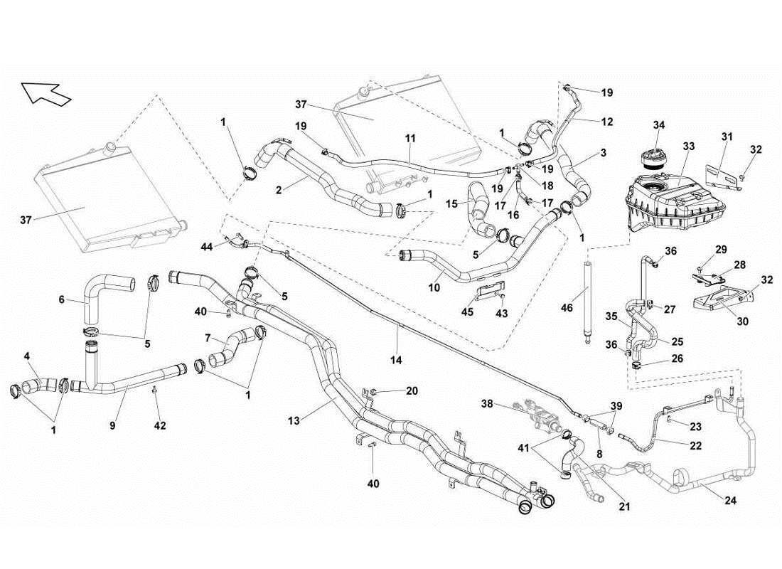 lamborghini gallardo lp560-4s update schéma des pièces du système de refroidissement par eau