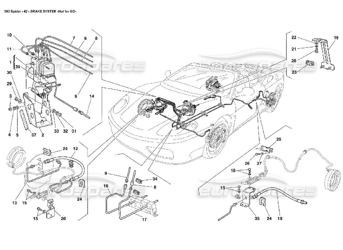 ferrari 360 spider système de freinage schéma des pièces