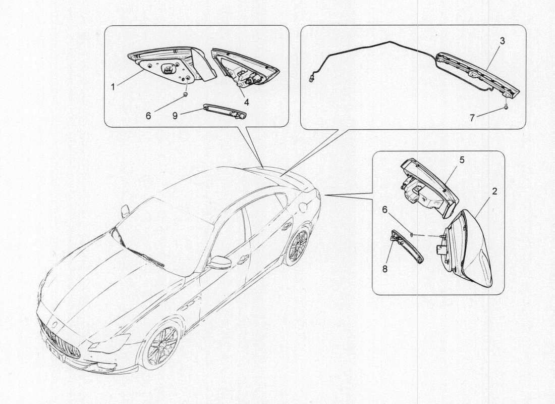 maserati qtp. v6 3.0 tds 275bhp 2017 diagramme des pièces des groupes de feux arrière