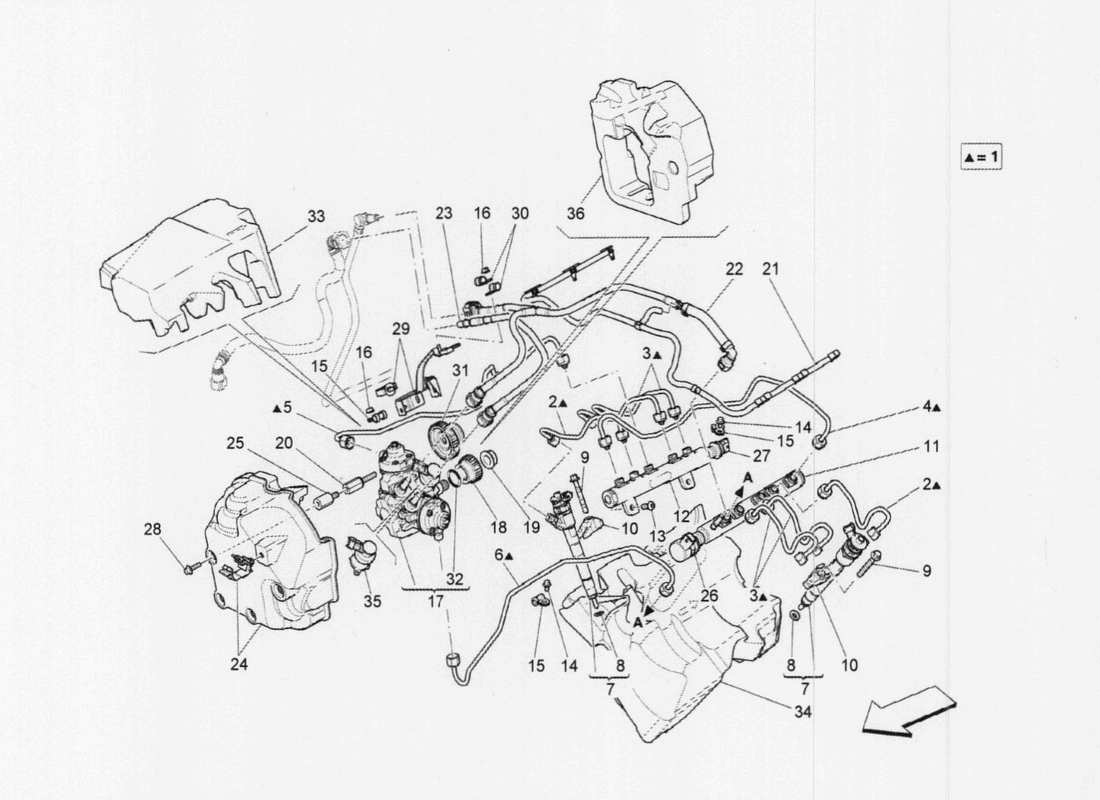 maserati qtp. v6 3.0 tds 275bhp 2017 schéma des pièces des pompes à carburant et des conduites de connexion