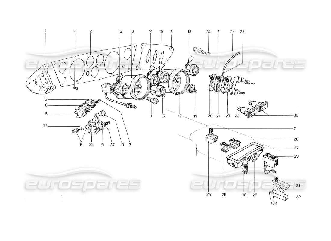 ferrari 308 gt4 dino (1979) instruments et accessoires schéma des pièces