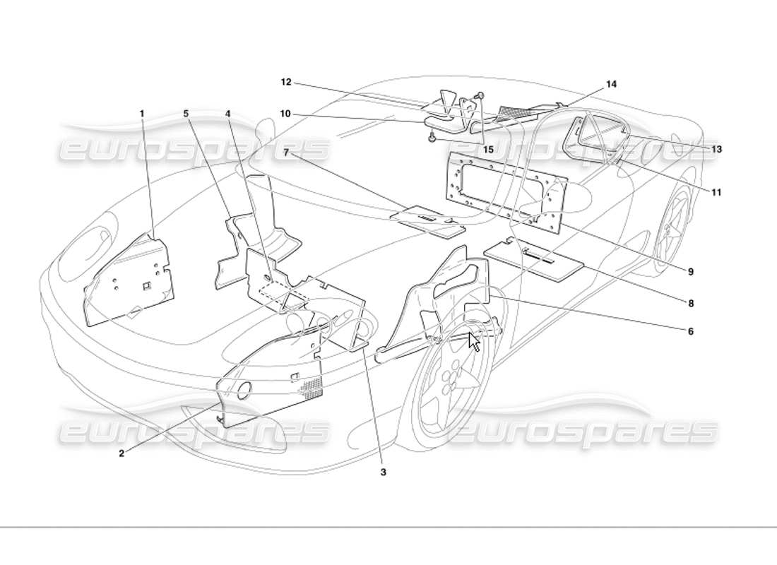 ferrari 360 modena isolations schéma des pièces