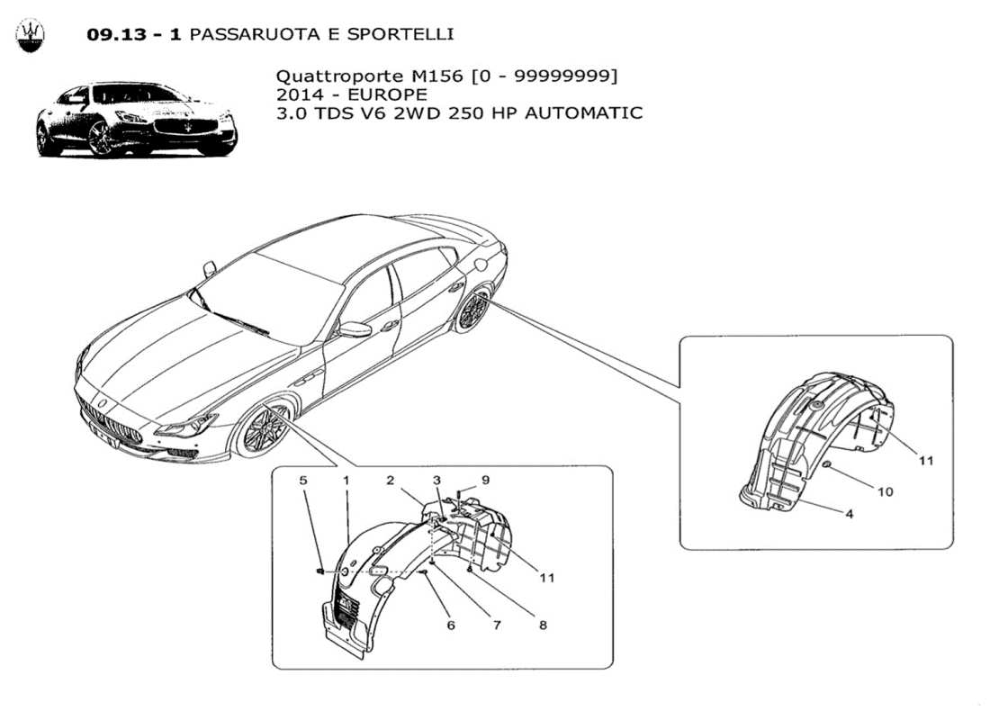 maserati qtp. v6 3.0 tds 250bhp 2014 timonerie et couvercles schéma des pièces