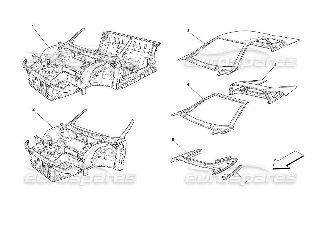 ferrari 355 (2.7 motronic) corps - unités schéma des pièces