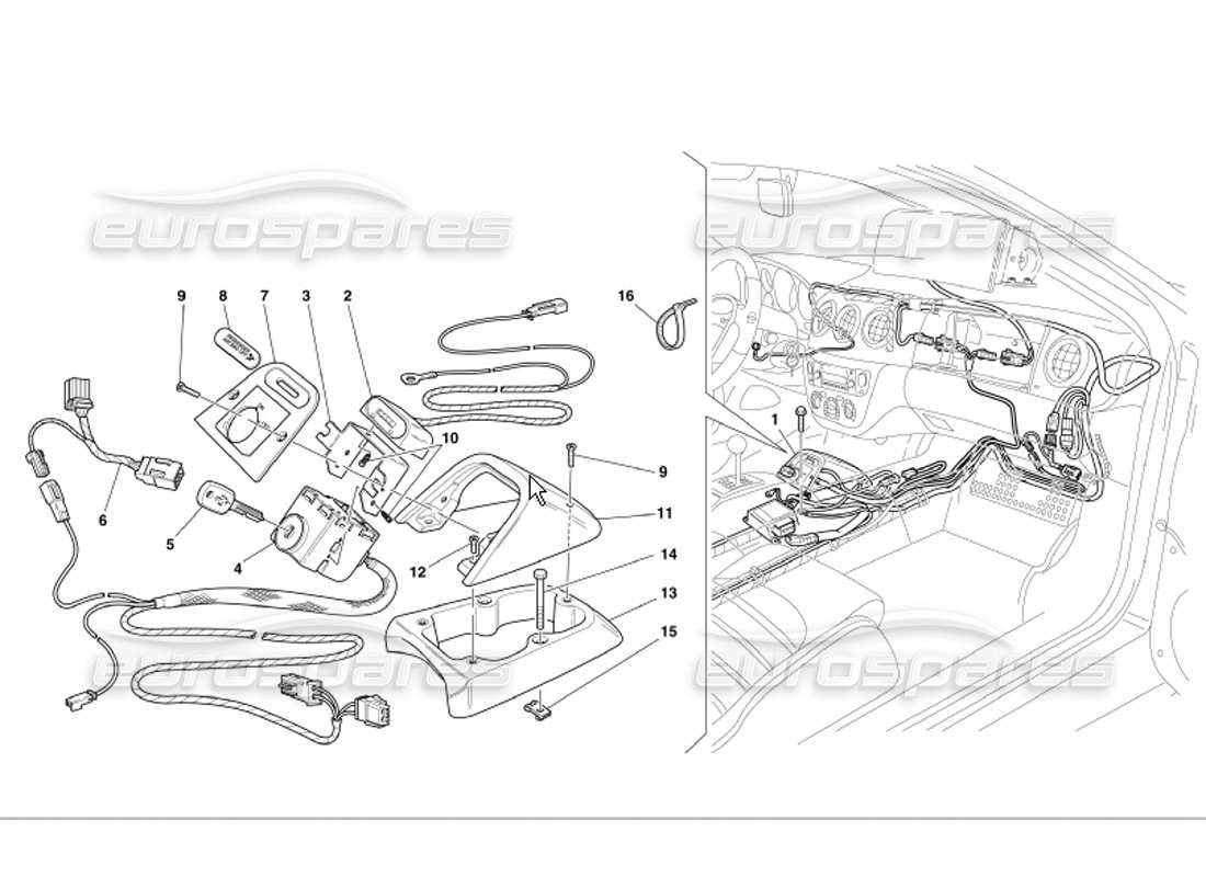 ferrari 360 modena kit d'exclusion de l'airbag passager schéma des pièces