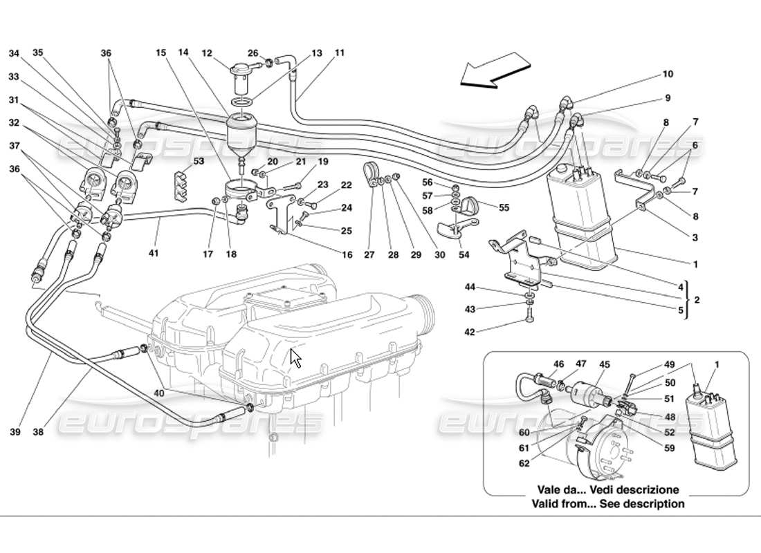 ferrari 360 modena dispositif anti-évaporation schéma des pièces