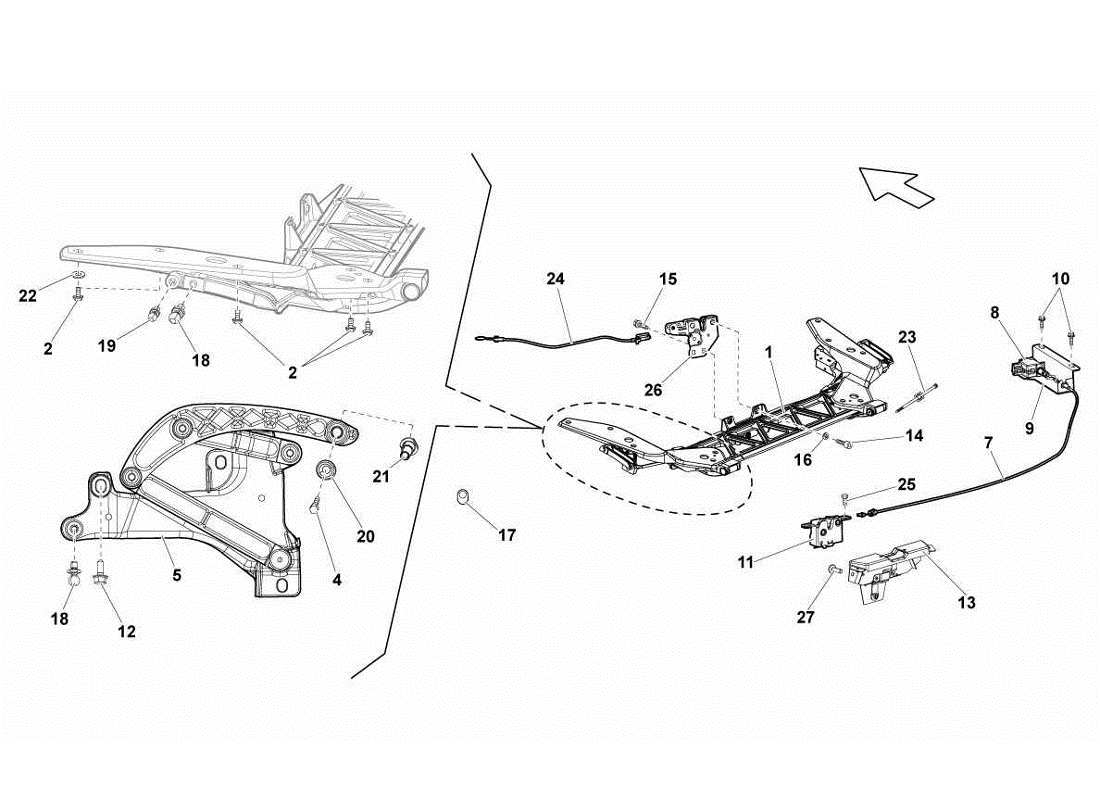 lamborghini gallardo lp560-4s update support de capot moteur schéma des pièces