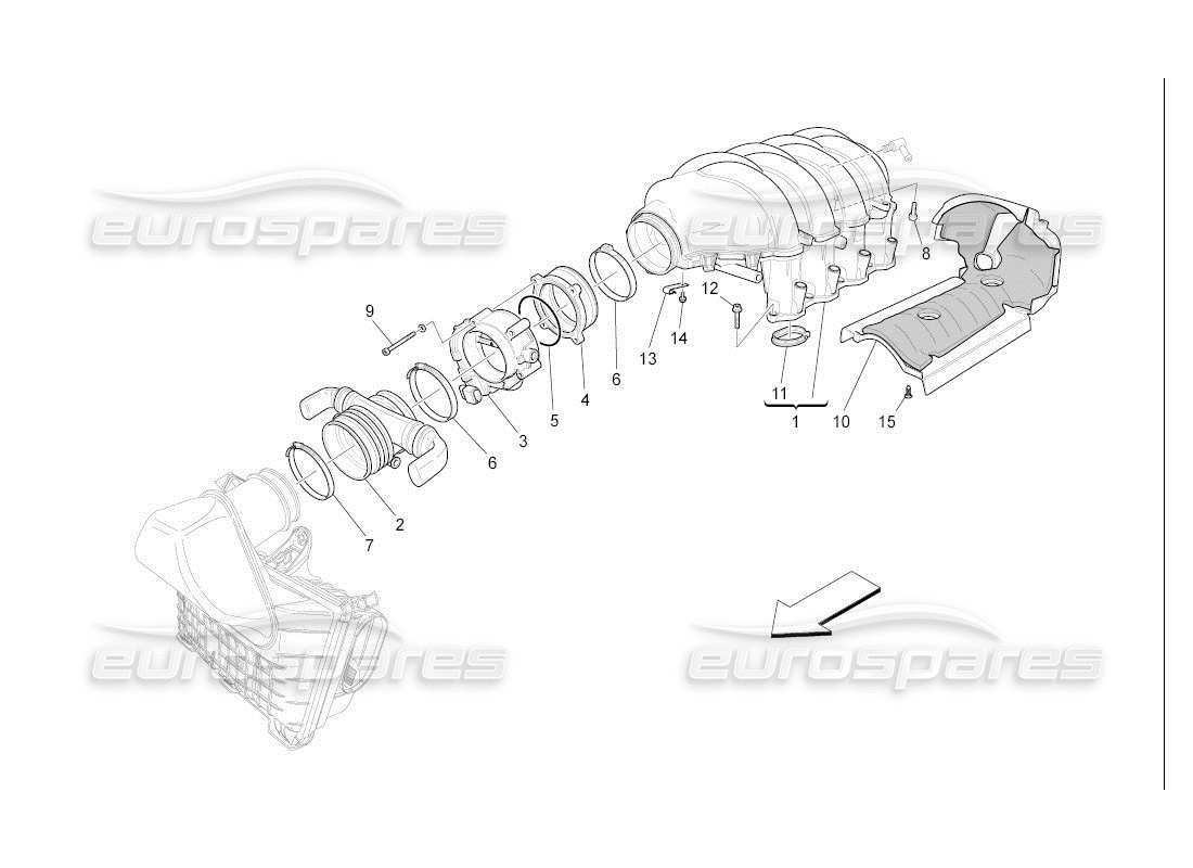 un diagramme de pièces du Maserati QTP. (2007) 4.2 catalogue de pièces automobiles