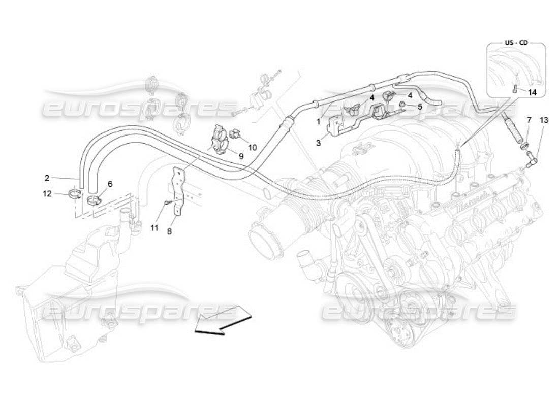 un diagramme de pièces du Maserati QTP. (2005) 4.2 catalogue de pièces