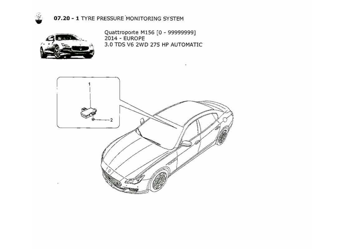 un diagramme de pièces du Maserati QTP. V6 3.0 TDS 275bhp 2014 catalogue de pièces