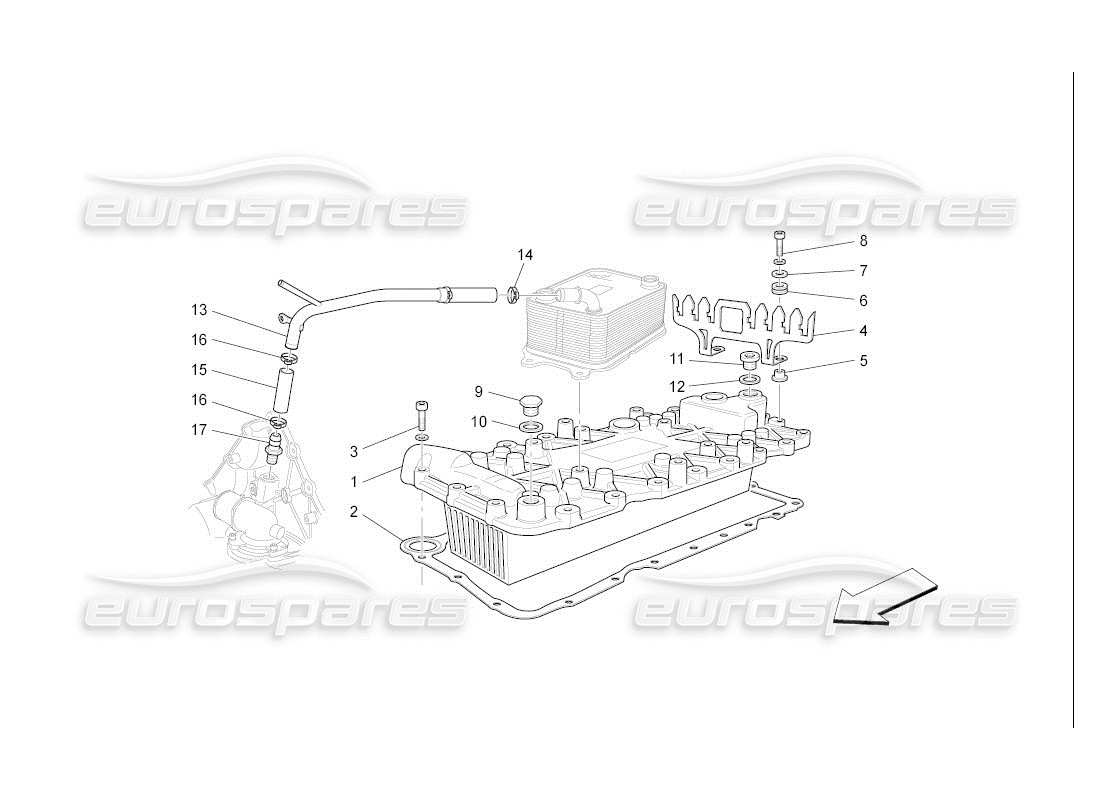 un diagramme de pièces du Maserati QTP. (2007) 4.2 catalogue de pièces automobiles