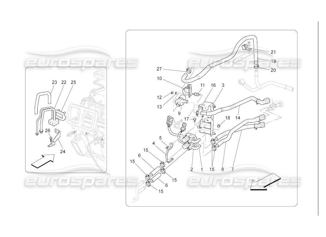 un diagramme de pièces du Maserati QTP. (2007) 4.2 catalogue de pièces automobiles