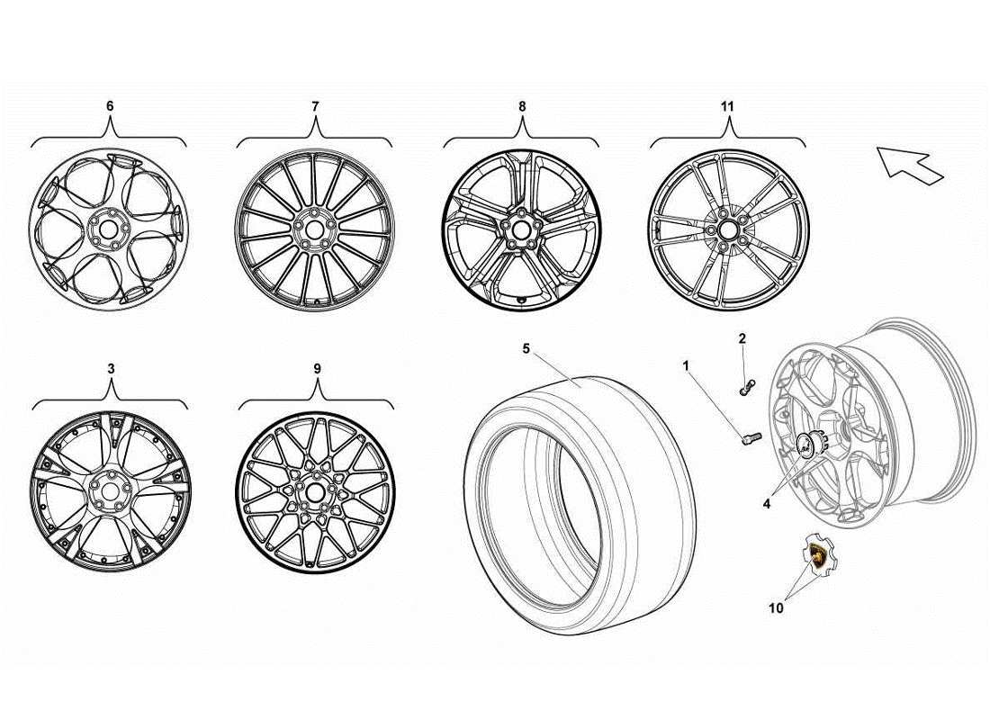 un schéma de pièces du catalogue de pièces lamborghini gallardo lp570-4s perform