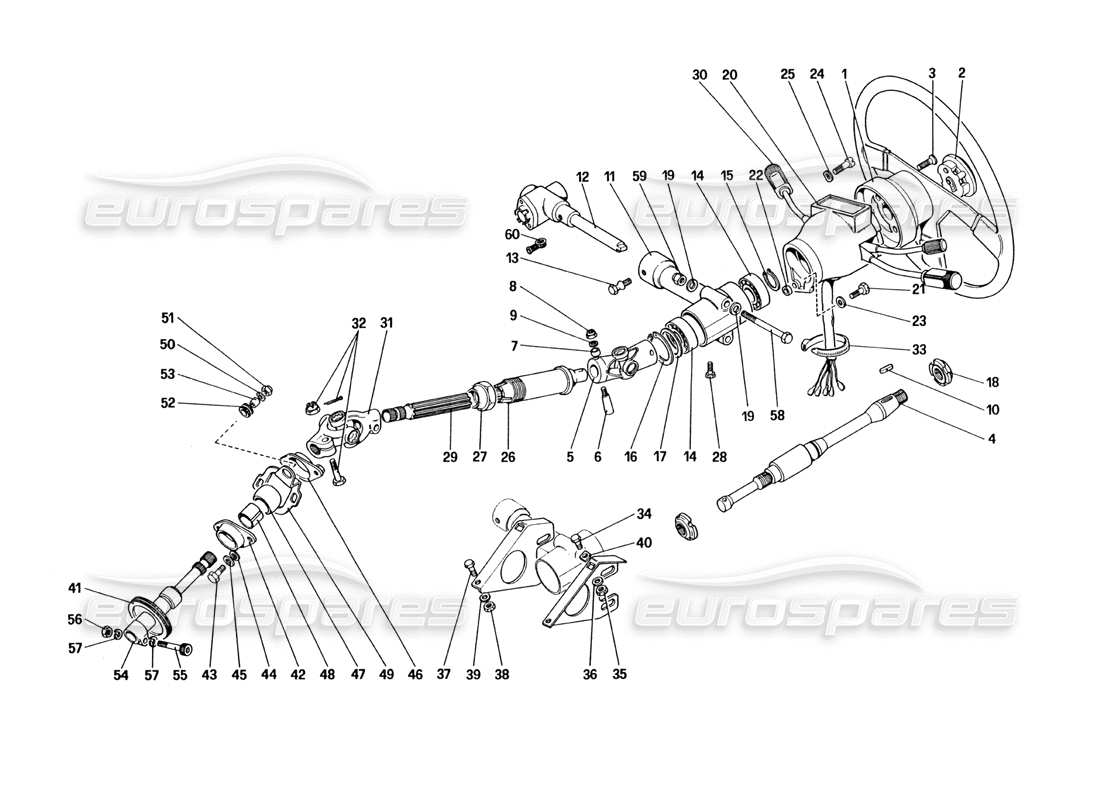 un schéma de pièces du catalogue de pièces ferrari 328 (1985)