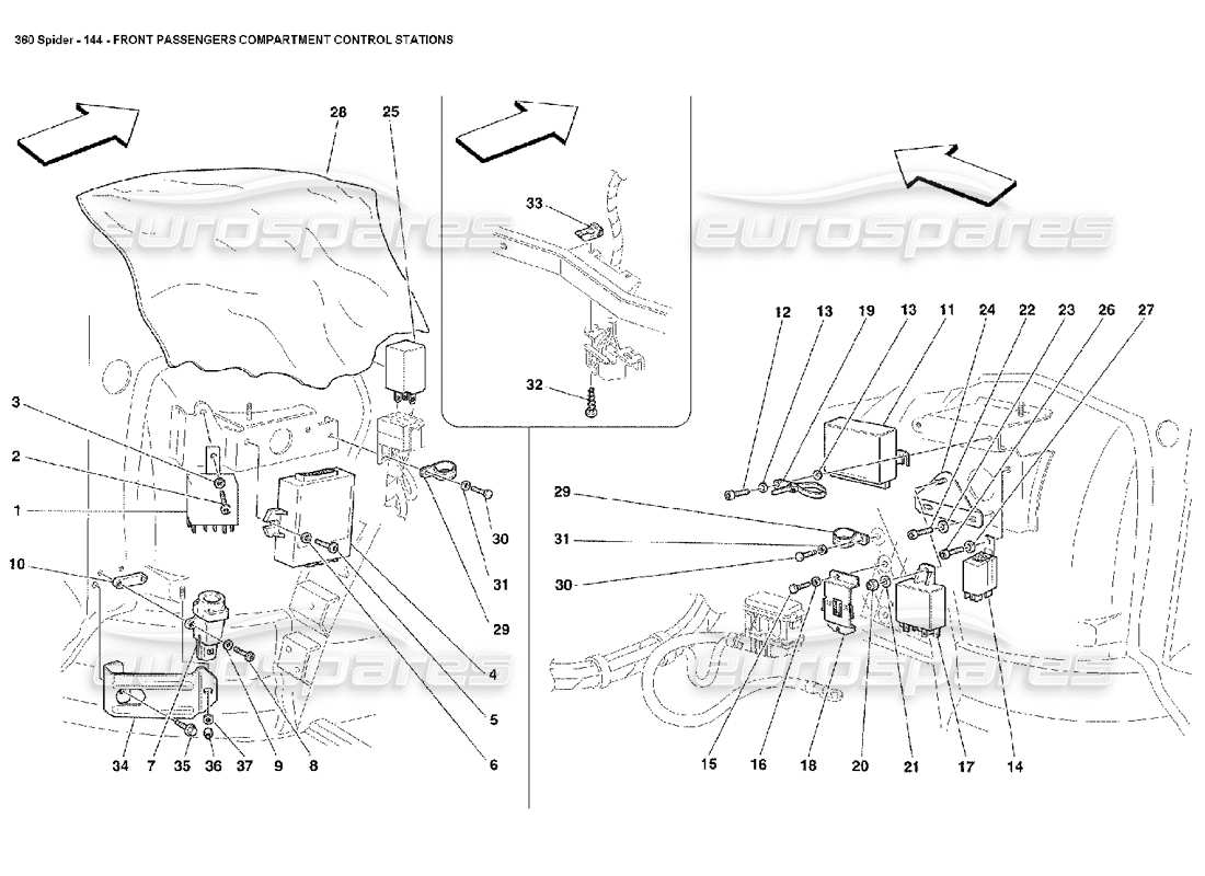 un schéma de pièces du catalogue de pièces ferrari 360 spider