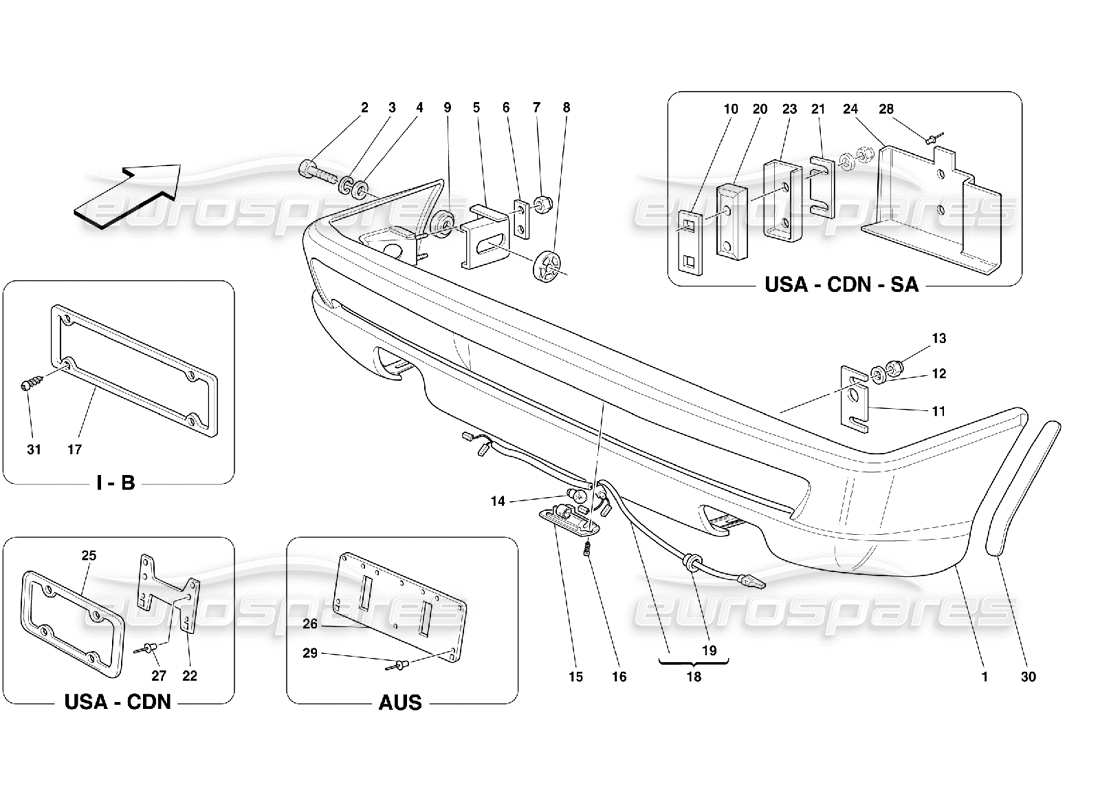 un schéma de pièces du catalogue de pièces ferrari 355