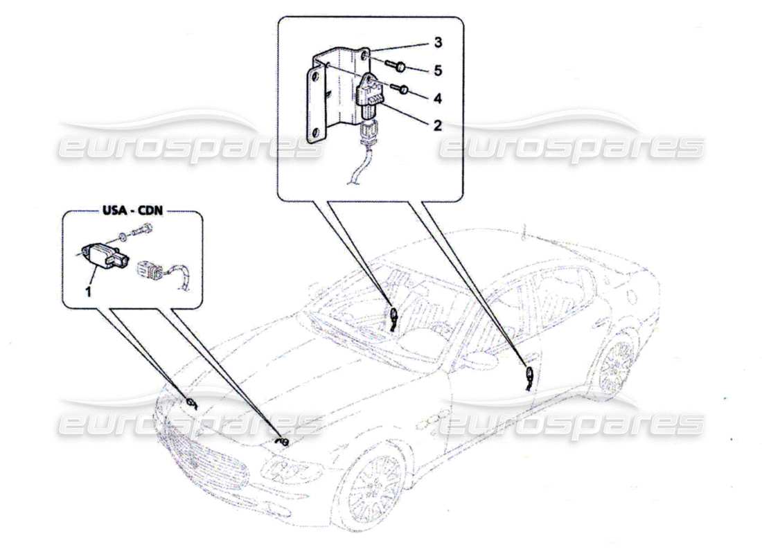 un diagramme de pièces du Maserati QTP. (2010) 4.7 catalogue de pièces