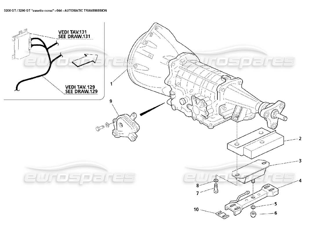un schéma de pièces du catalogue de pièces maserati 3200
