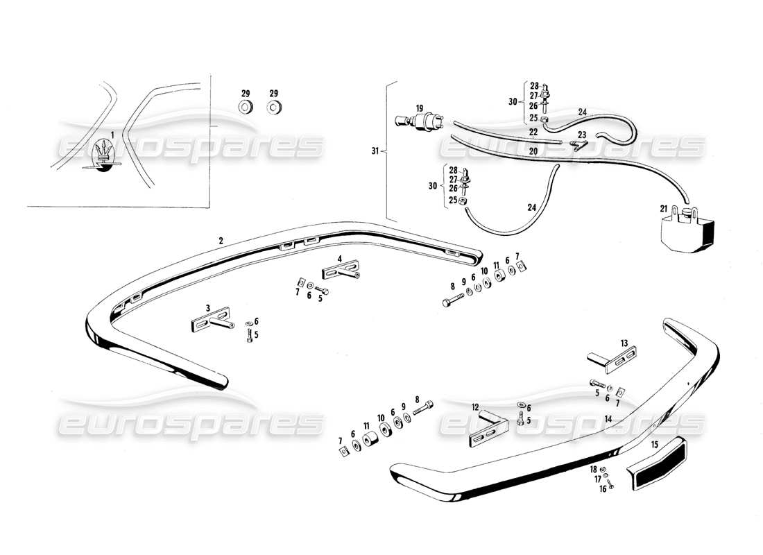 un schéma de pièces du catalogue de pièces maserati qtp.v8 4.7 (s1 & s2) 1967
