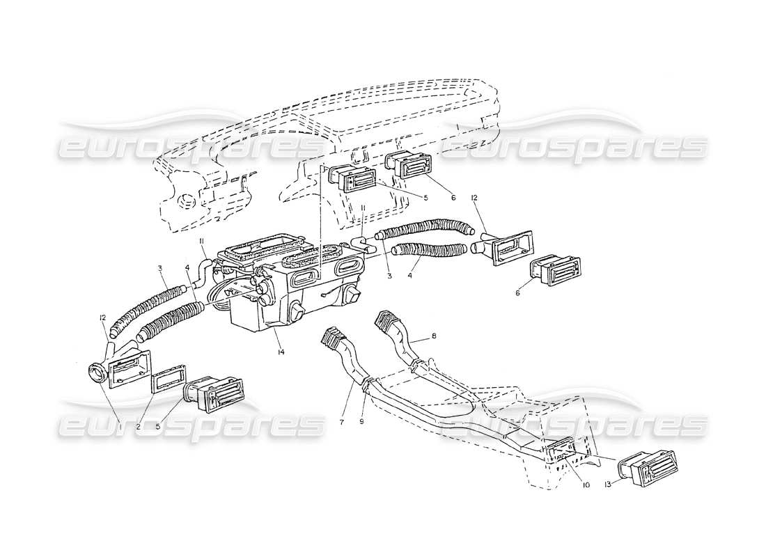 un schéma de pièces du catalogue de pièces maserati shamal