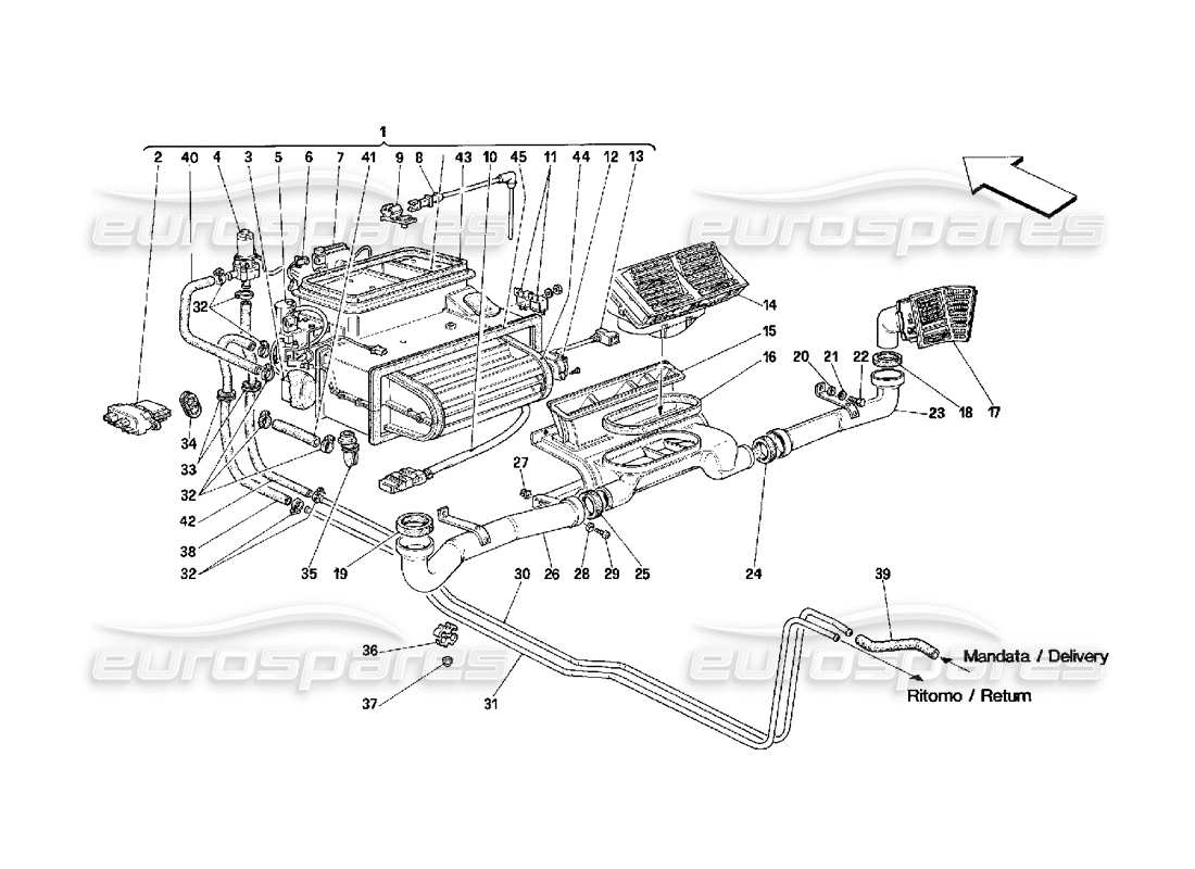un schéma de pièces du catalogue de pièces ferrari 348