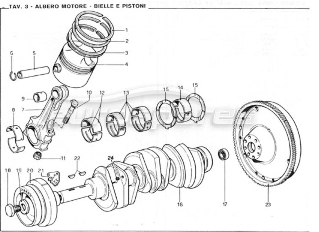un schéma de pièces du catalogue de pièces Ferrari 246 GT Series 1